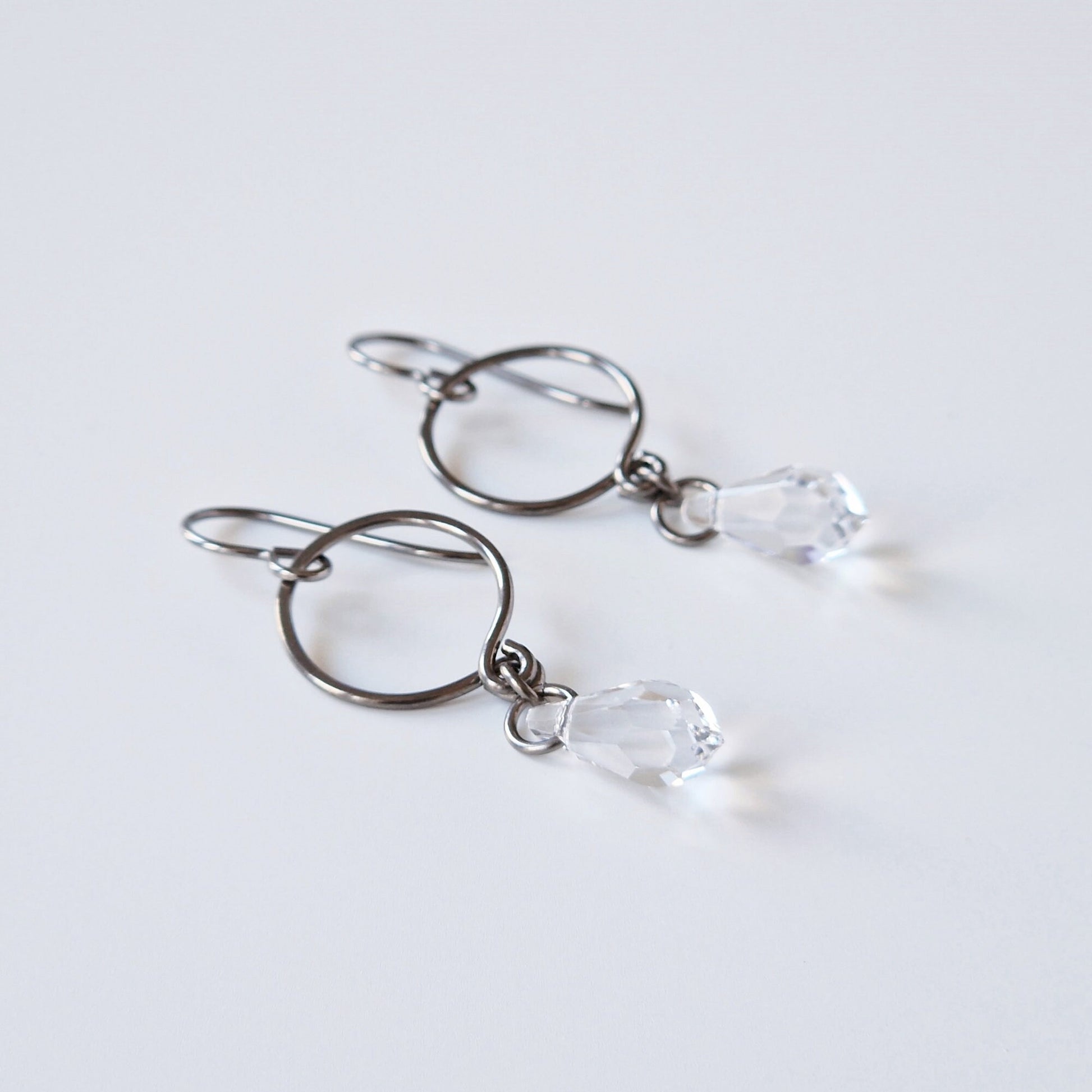 Crystal Teardrop Titanium Earrings