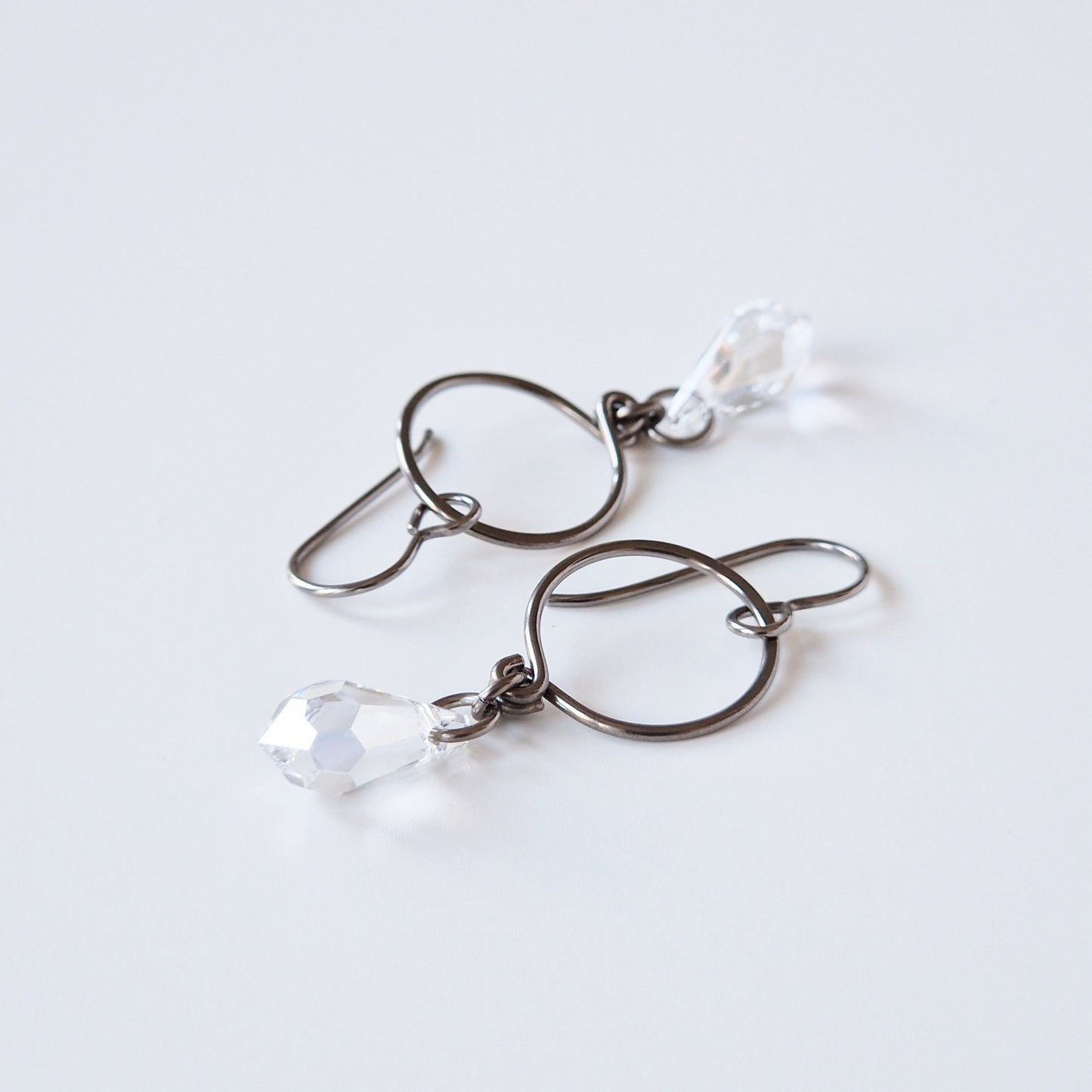 Crystal Shimmer Teardrop Titanium Earrings