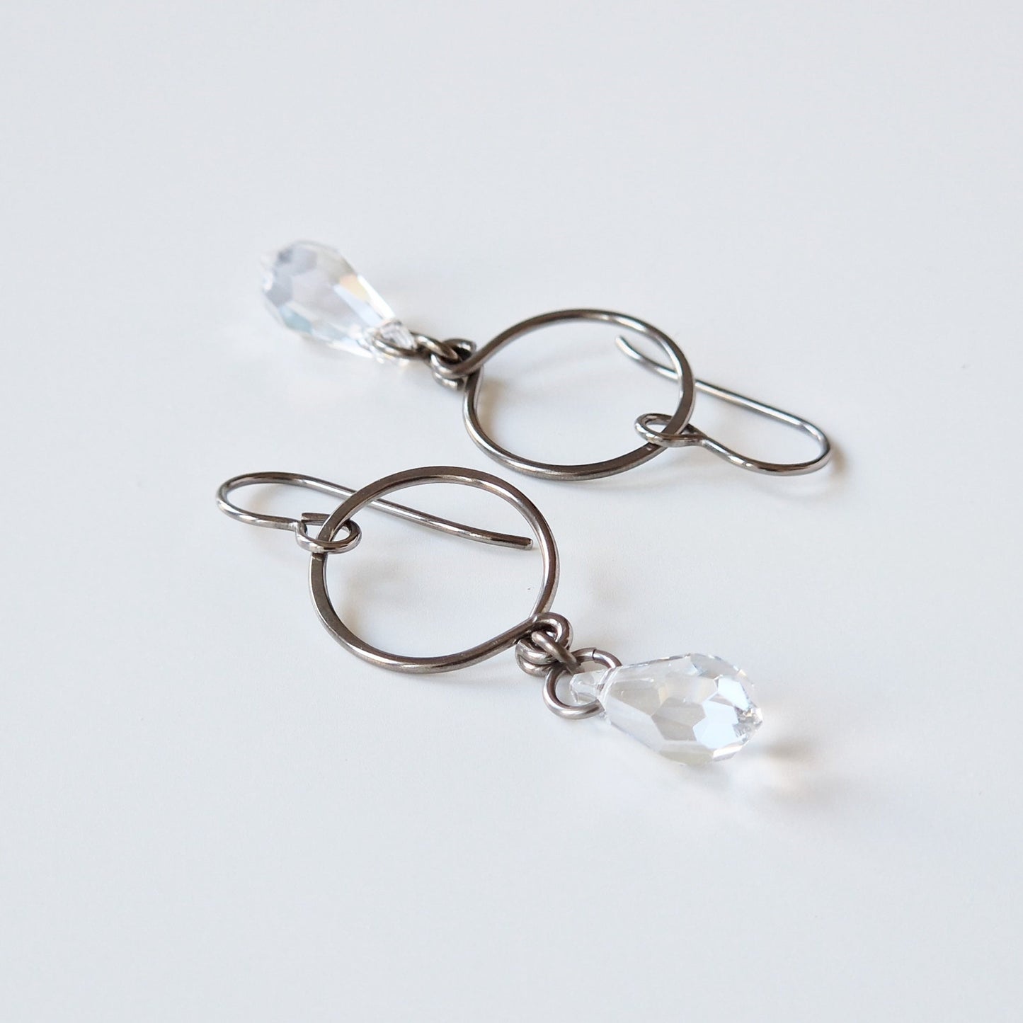 Crystal Shimmer Teardrop Titanium Earrings