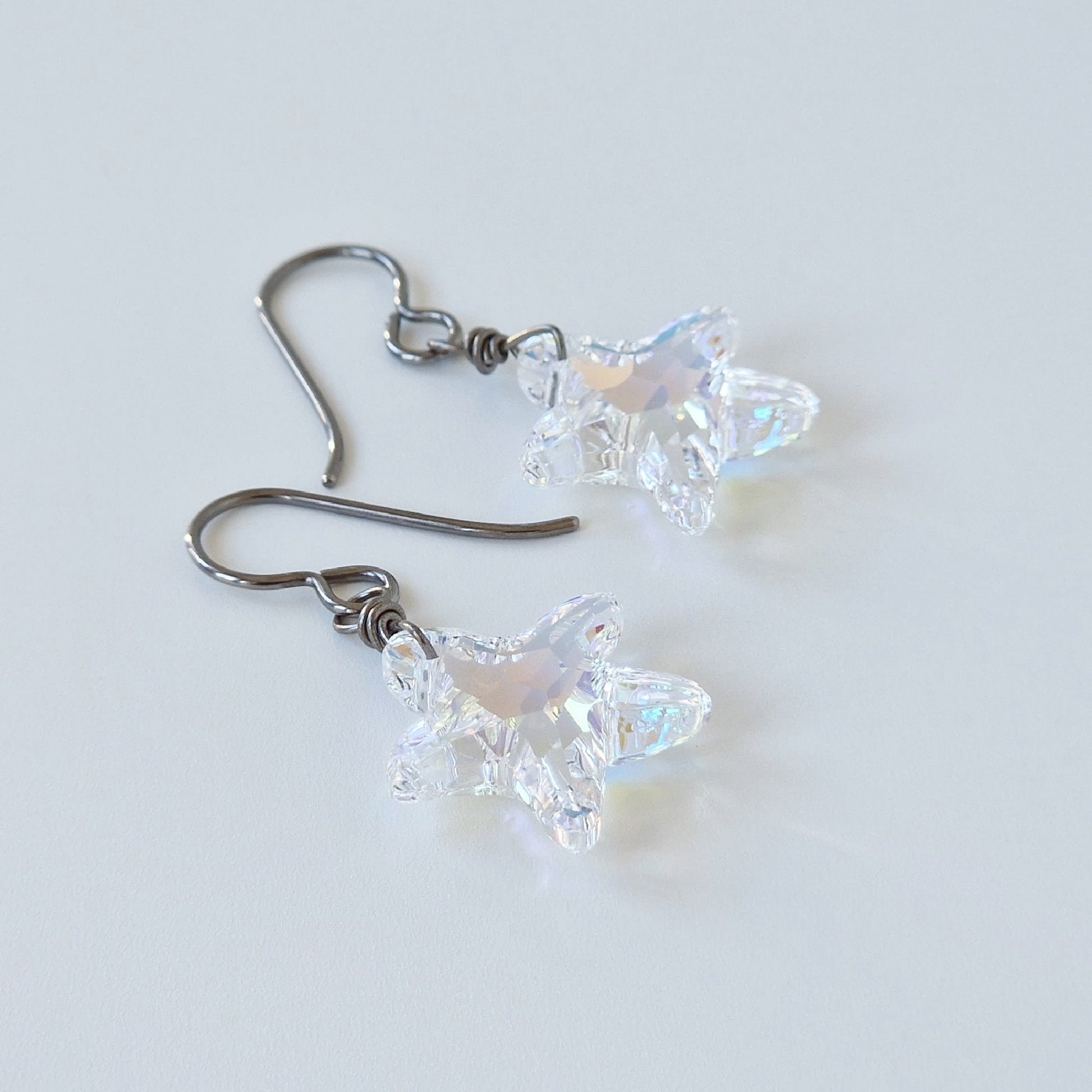 Aurora Borealis Crystal Starfish Titanium Earrings