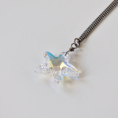 Aurora Borealis Starfish Crystal Titanium Necklace