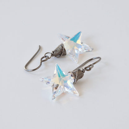 Aurora Borealis Star Crystal Titanium Earrings