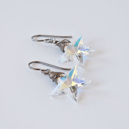 Aurora Borealis Star Crystal Titanium Earrings