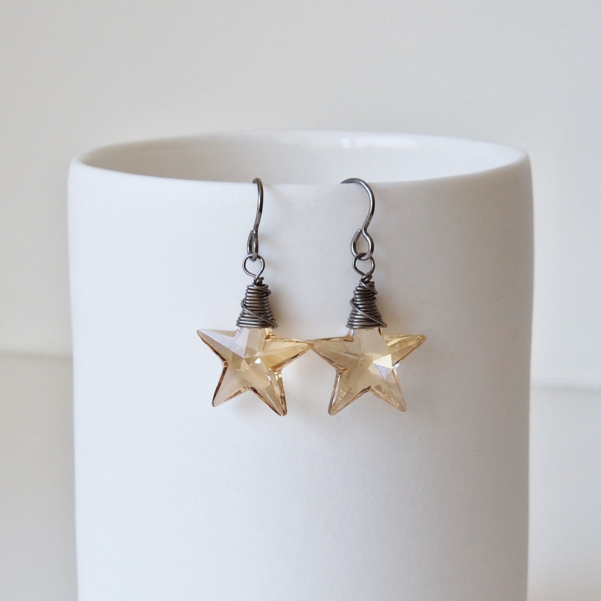 Gold Star Crystal Titanium Earrings