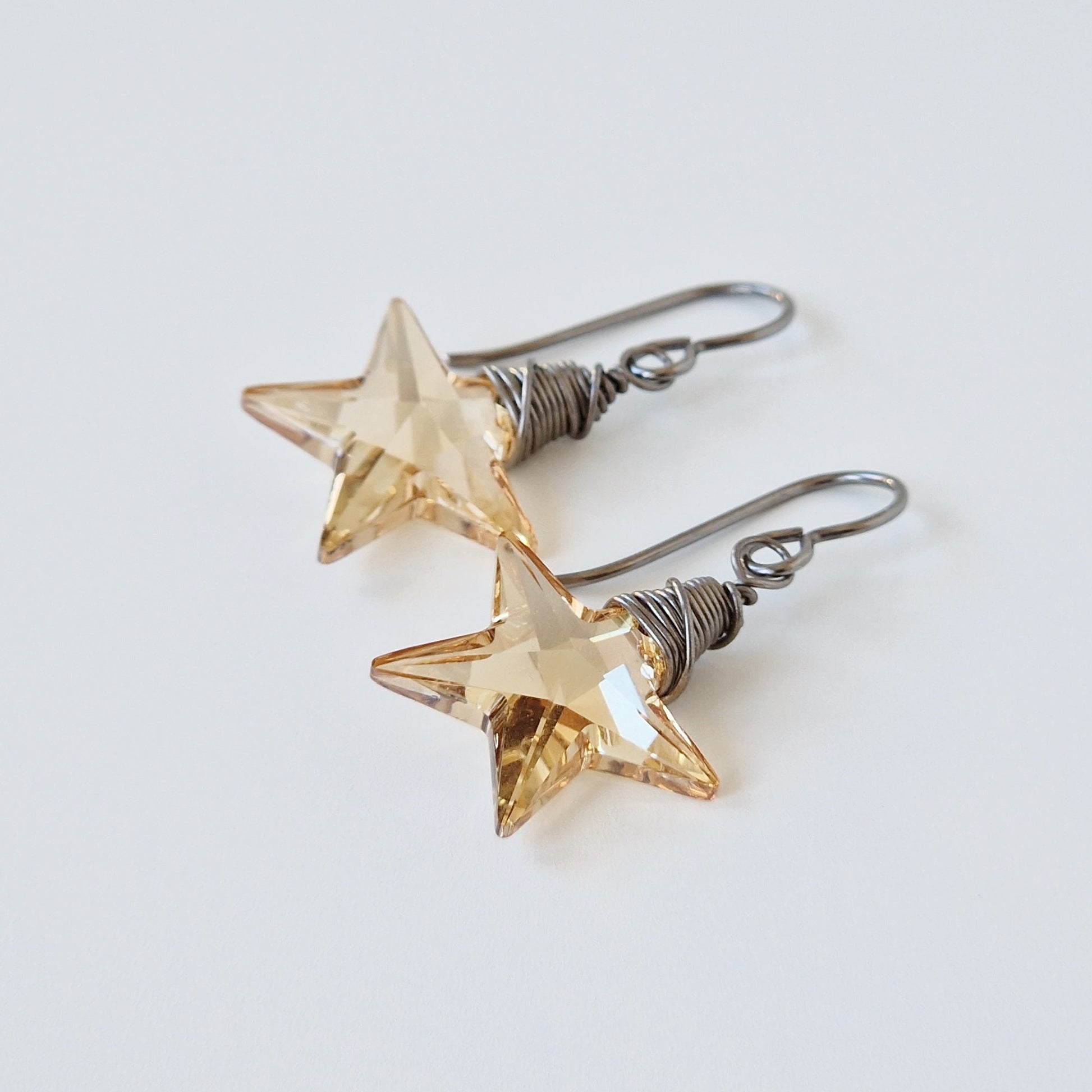 Gold Star Crystal Titanium Earrings