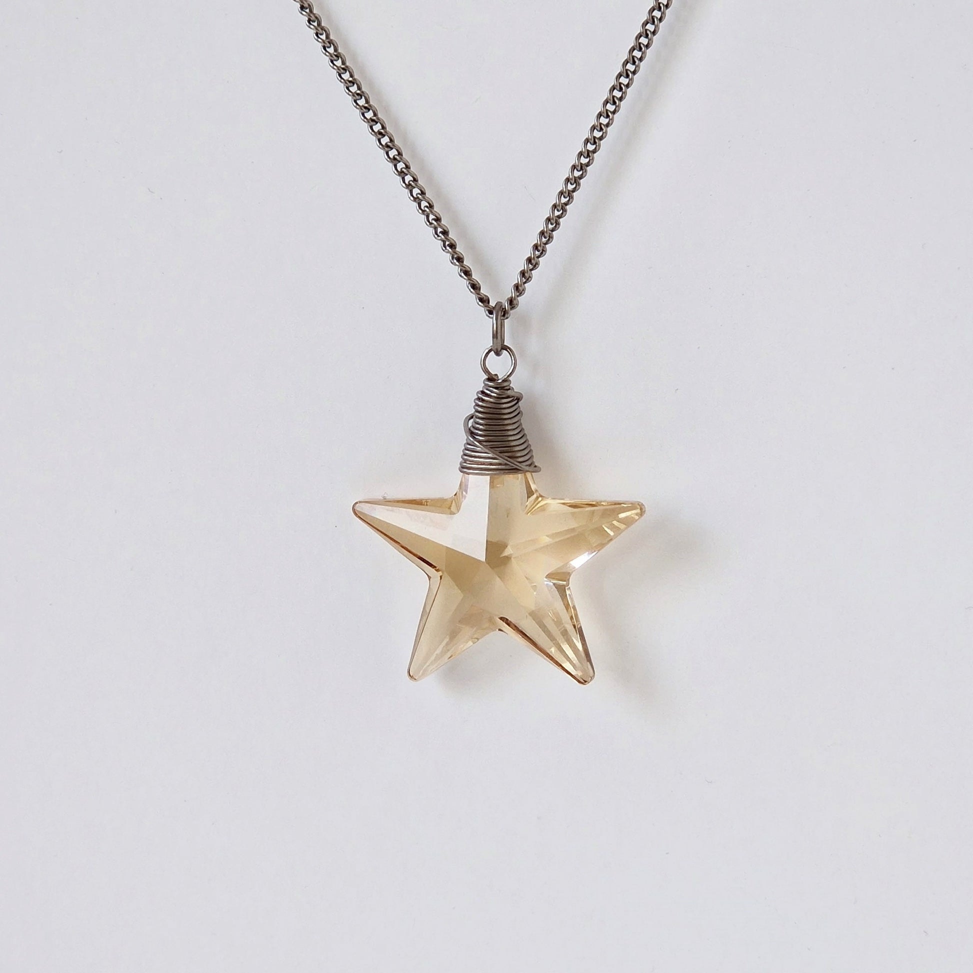 Golden Shadow Star Crystal Titanium Necklace