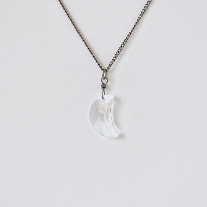 Clear Moon Crystal Titanium Necklace