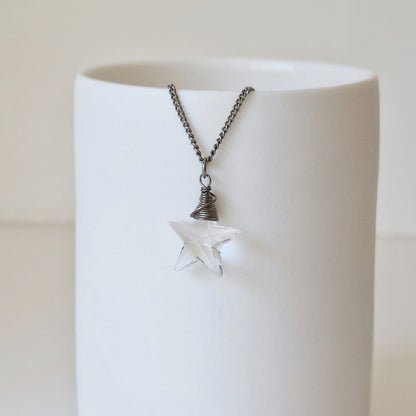 Small Crystal Star Titanium Necklace