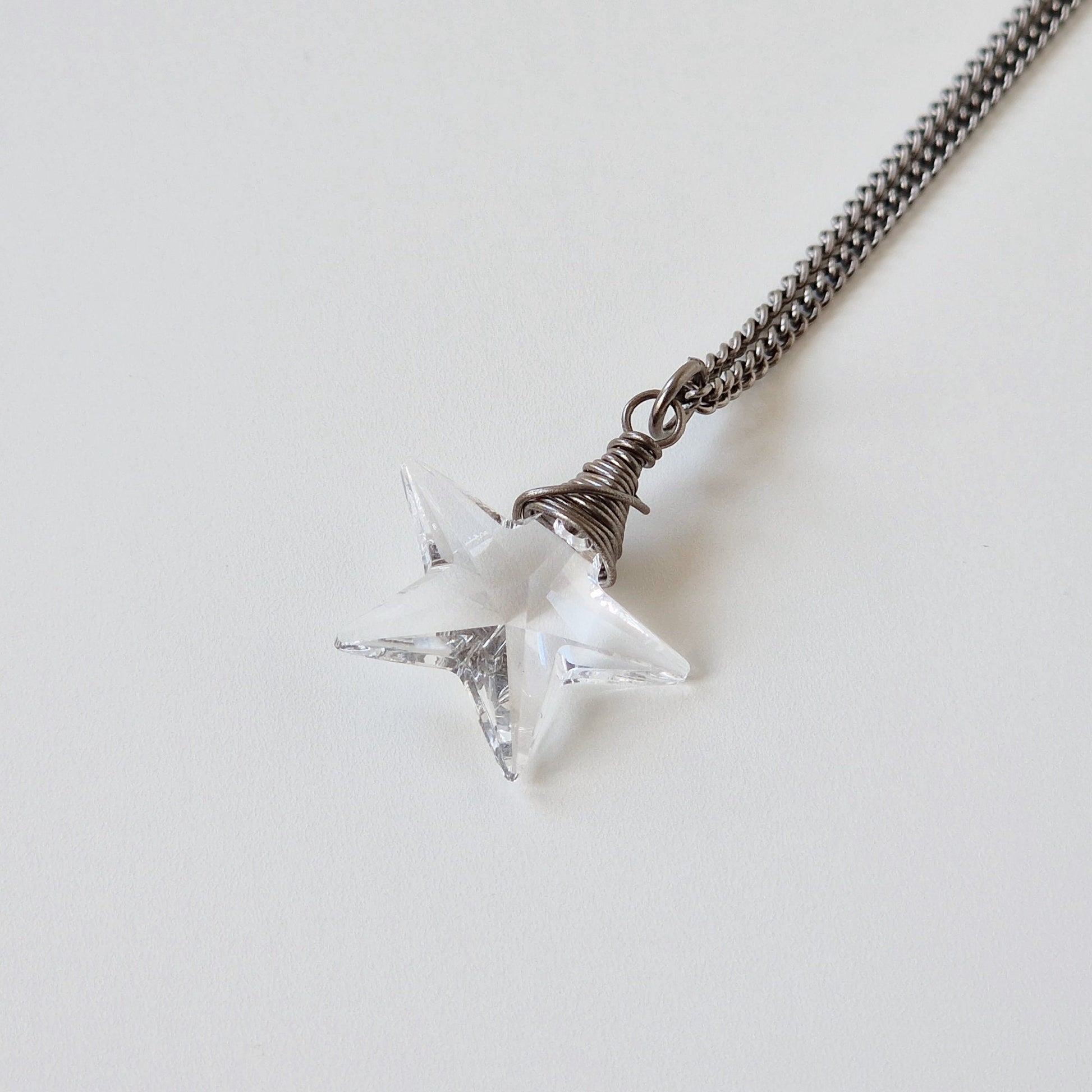 Small Crystal Star Titanium Necklace