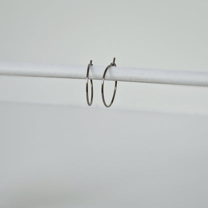 Small Titanium Hoop Earrings, 0.75 Inch Hoops, Nickel Free Silver Color Hoops, Hypoallergenic Earrings for Sensitive Ears