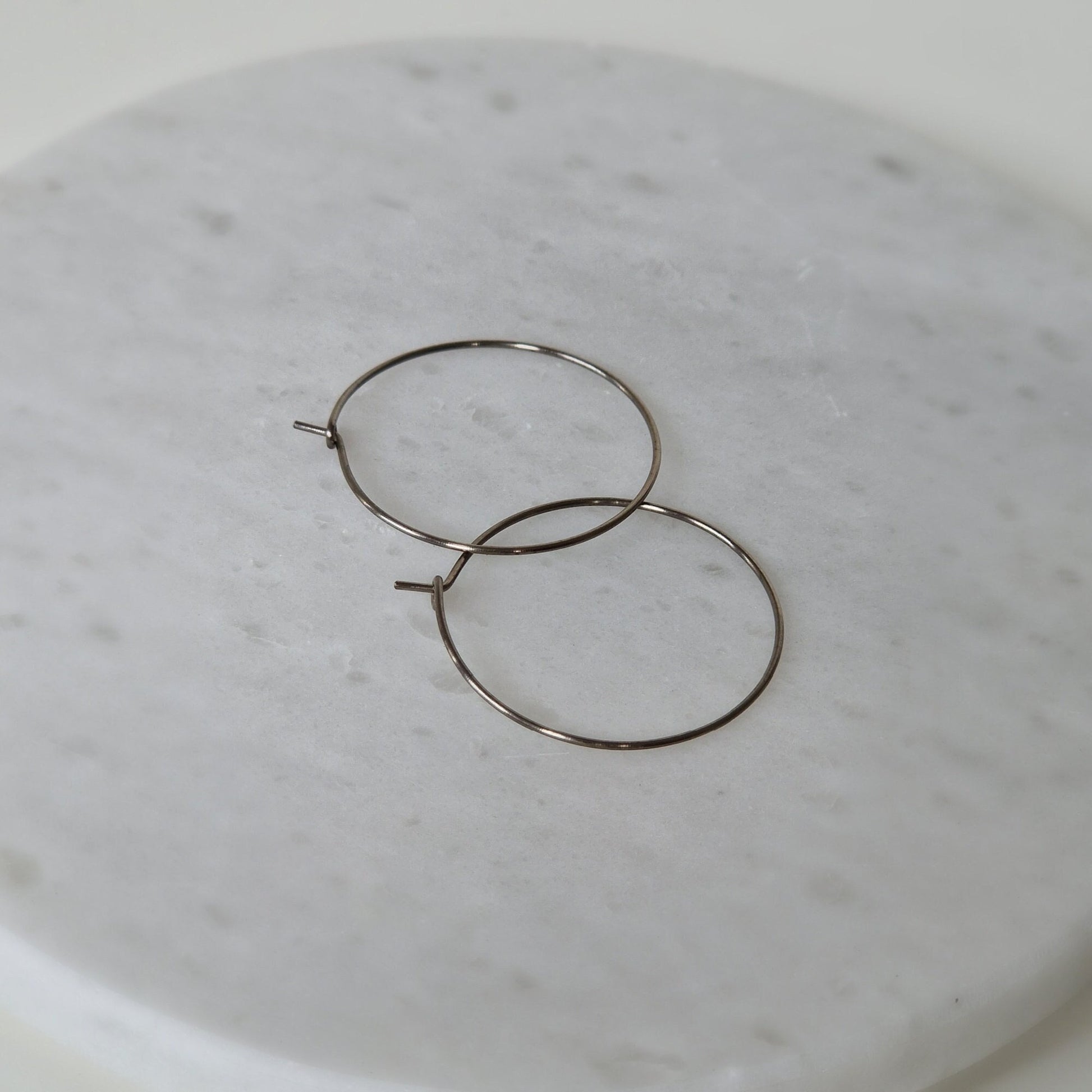 Large Titanium Hoop Earrings, 1.25 Inch Hoops, Nickel Free Silver Color Hoops, Hypoallergenic Earrings for Sensitive Ears