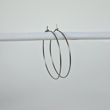 Extra Large Titanium Hoop Earrings, 1.5 Inch Hoops, Nickel Free Silver Color Hoops, Hypoallergenic Earrings for Sensitive Ears