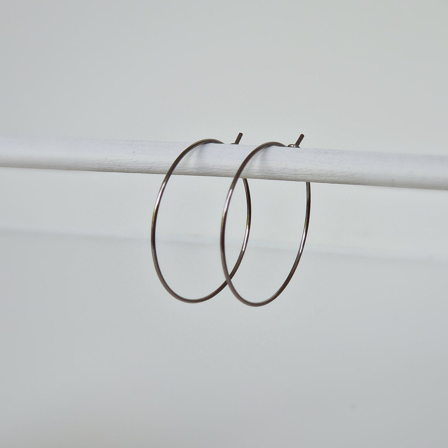 Large Titanium Hoop Earrings, 1.25 Inch Hoops, Nickel Free Silver Color Hoops, Hypoallergenic Earrings for Sensitive Ears