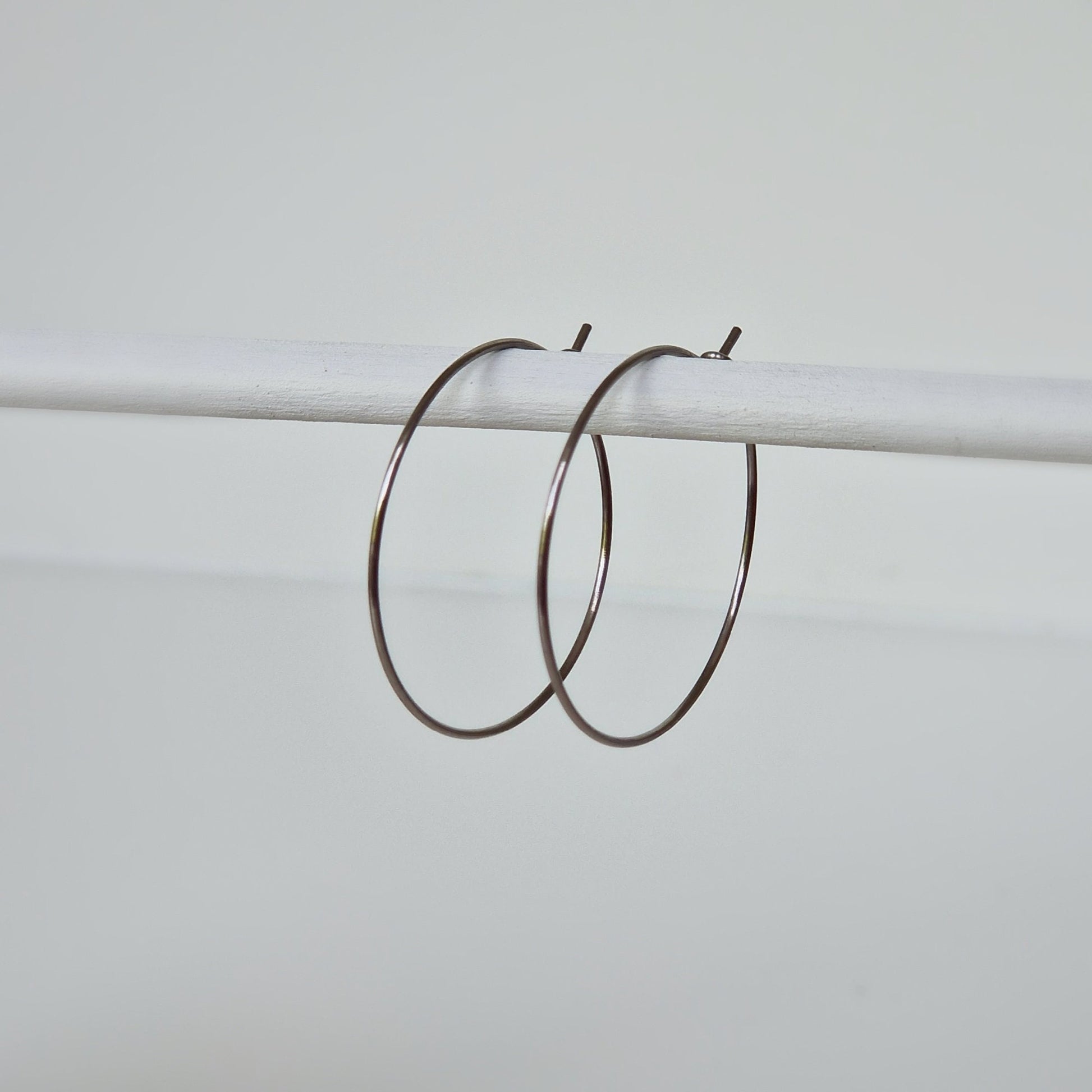 Large Titanium Hoop Earrings, 1.25 Inch Hoops, Nickel Free Silver Color Hoops, Hypoallergenic Earrings for Sensitive Ears