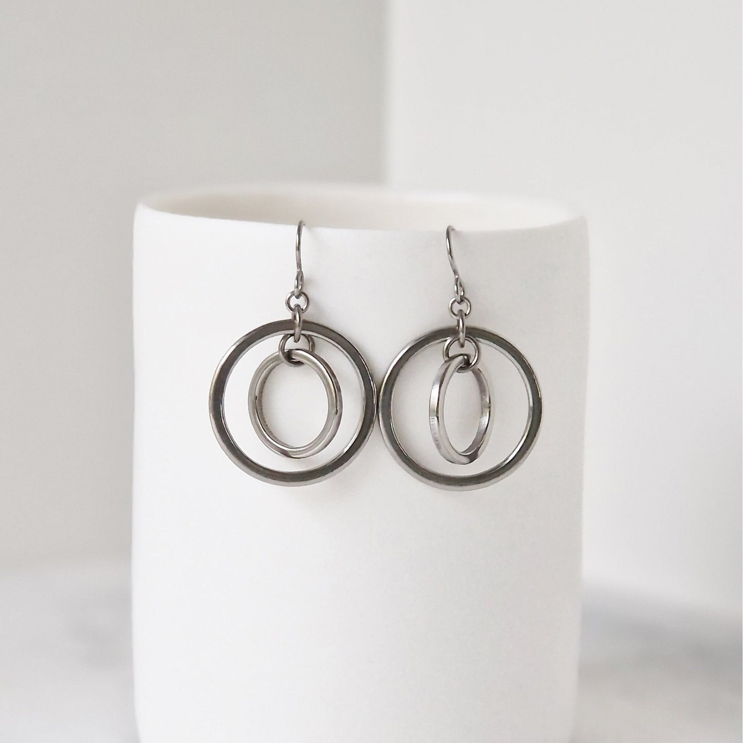 Titanium Double Crosswise Hoop Earrings