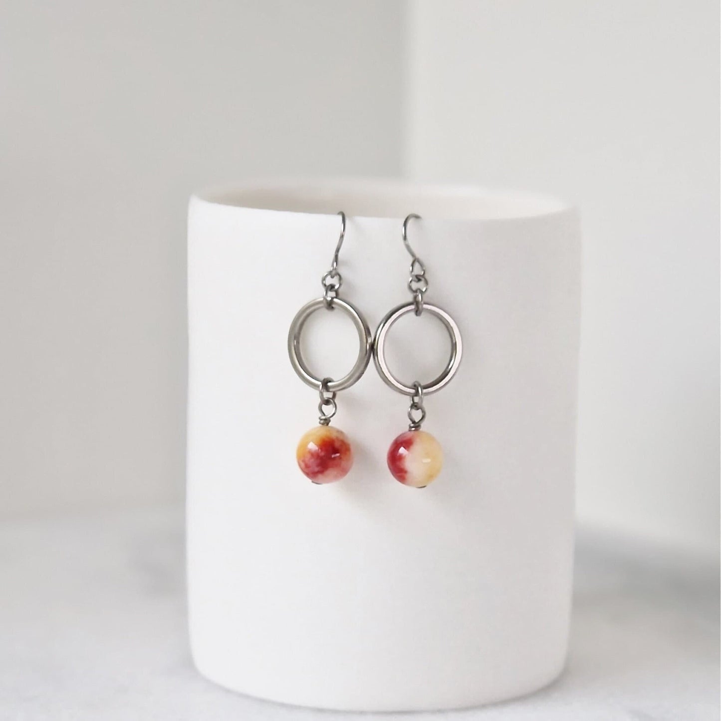 Titanium Hoop Earrings with Mokalite Bead