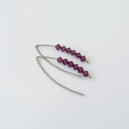 Niobium Earrings with Amethyst Crystals