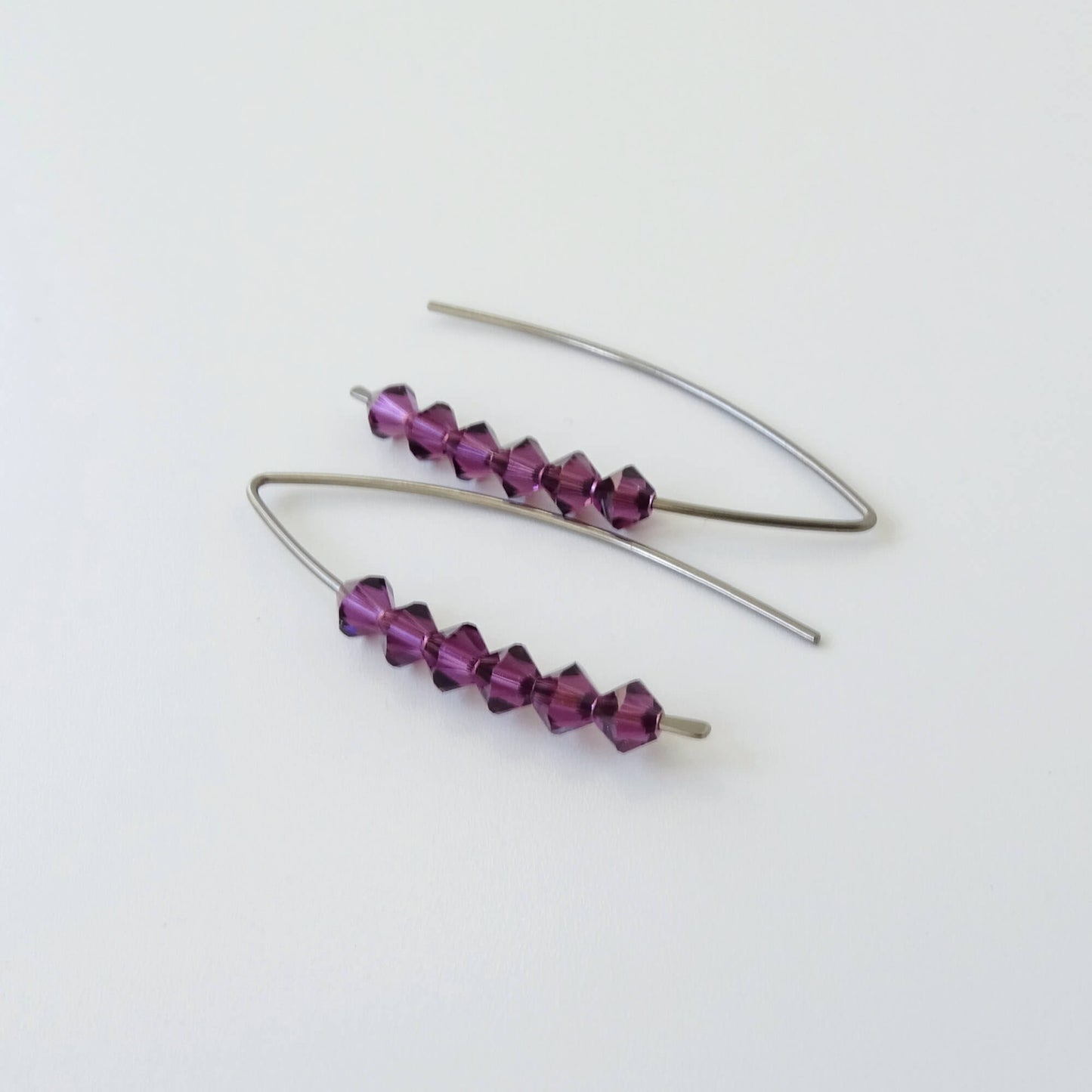 Niobium Earrings with Amethyst Crystals