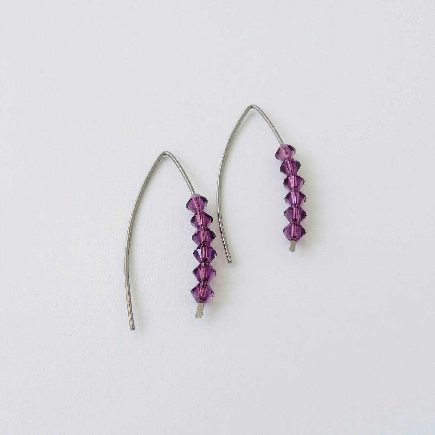 Niobium Earrings with Amethyst Crystals