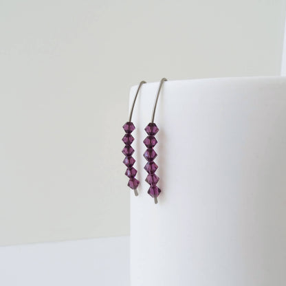 Niobium Earrings with Amethyst Crystals