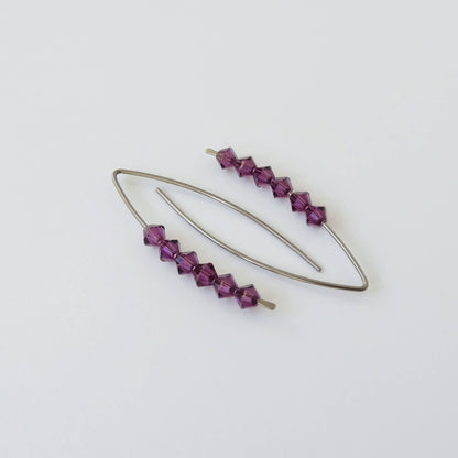 Niobium Earrings with Amethyst Crystals