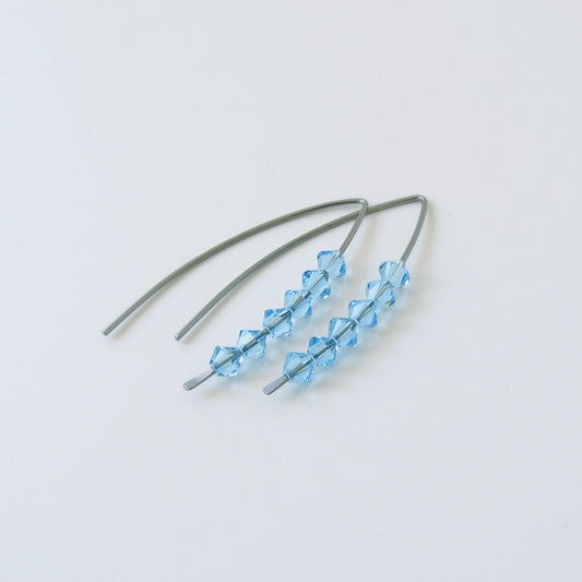 Niobium Earrings with Aquamarine Crystals