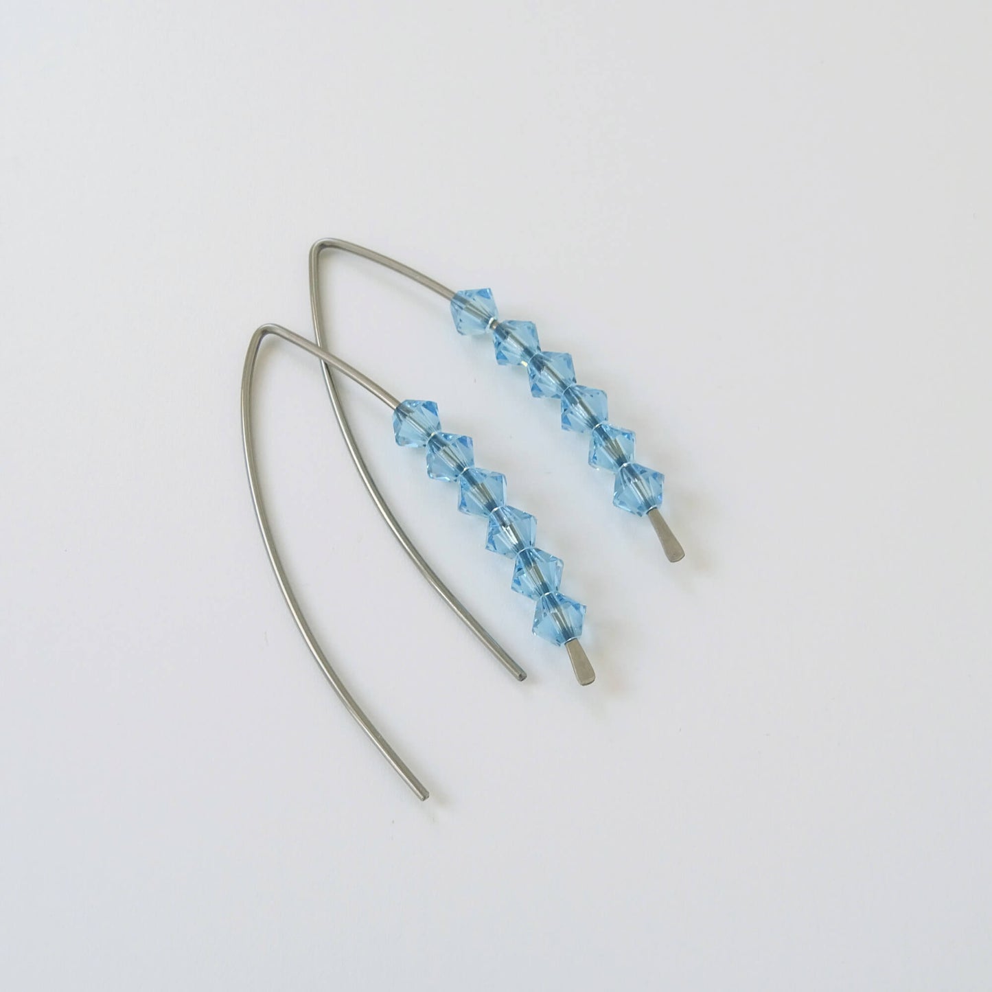 Niobium Earrings with Aquamarine Crystals