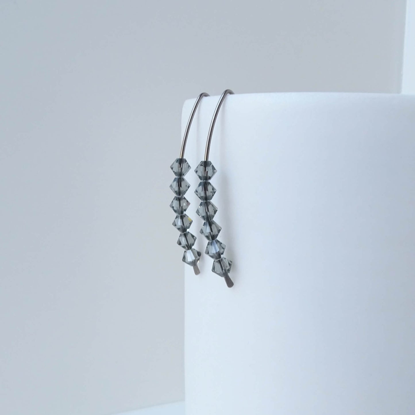 Niobium Earrings with Black Diamond Crystals