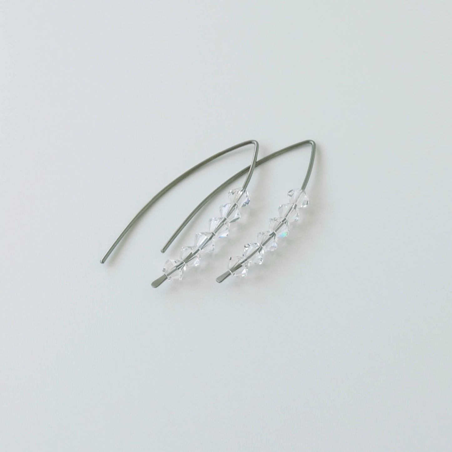 Niobium Earrings with Clear Crystals