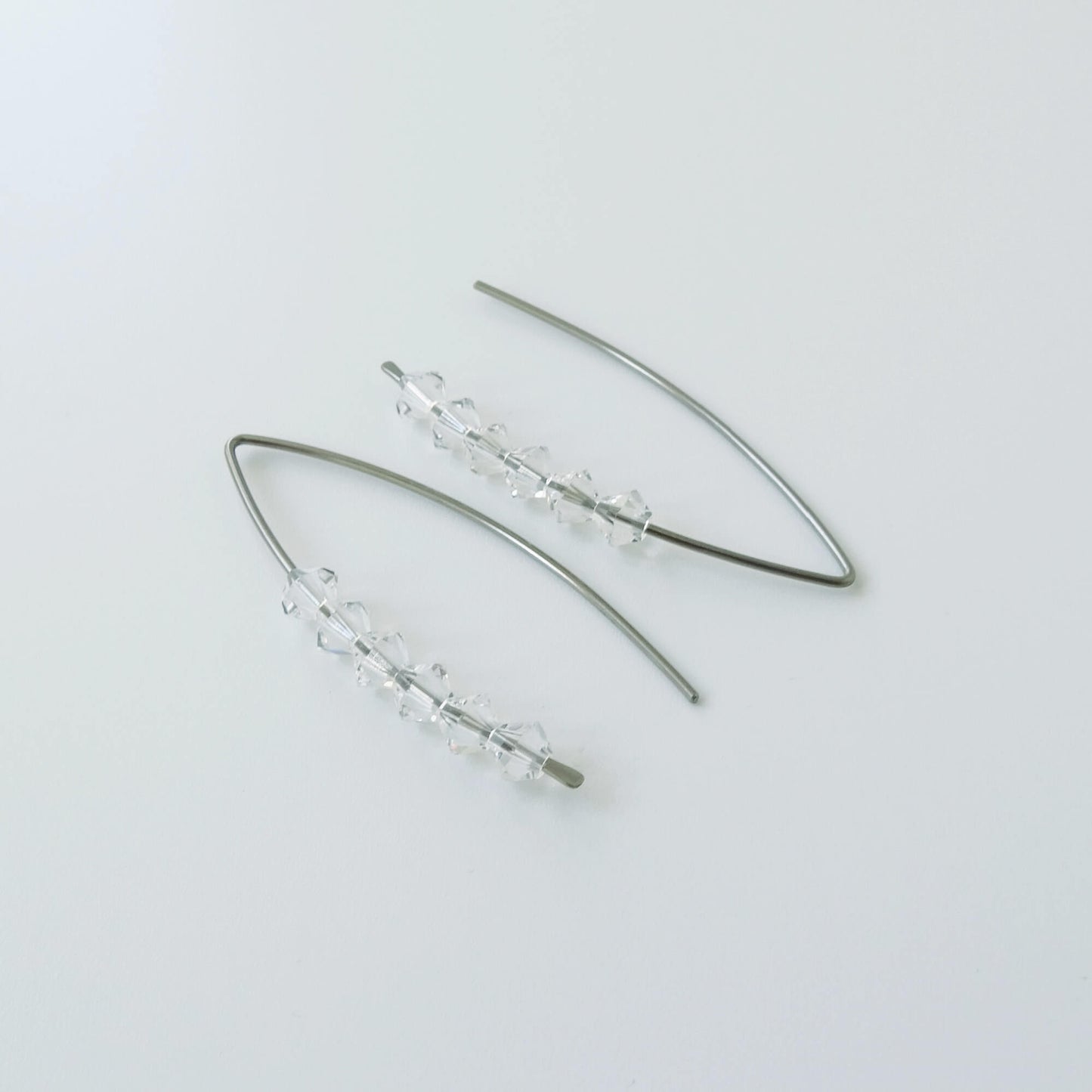 Niobium Earrings with Clear Crystals