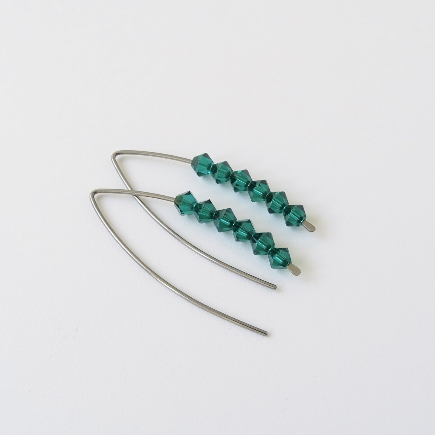 Niobium Earrings with Emerald Crystals