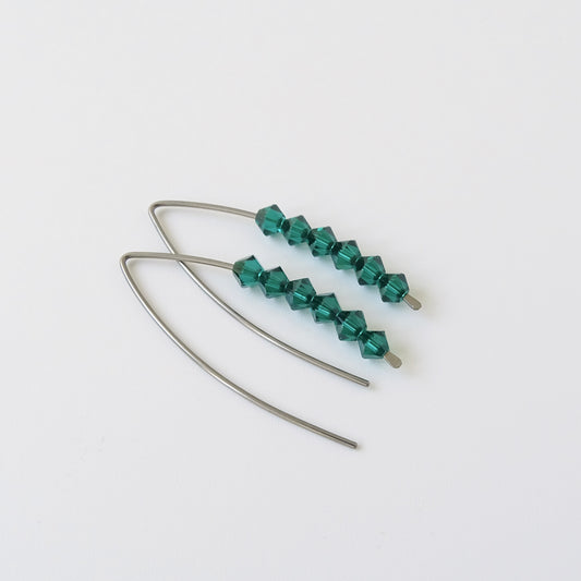Niobium Earrings with Emerald Crystals