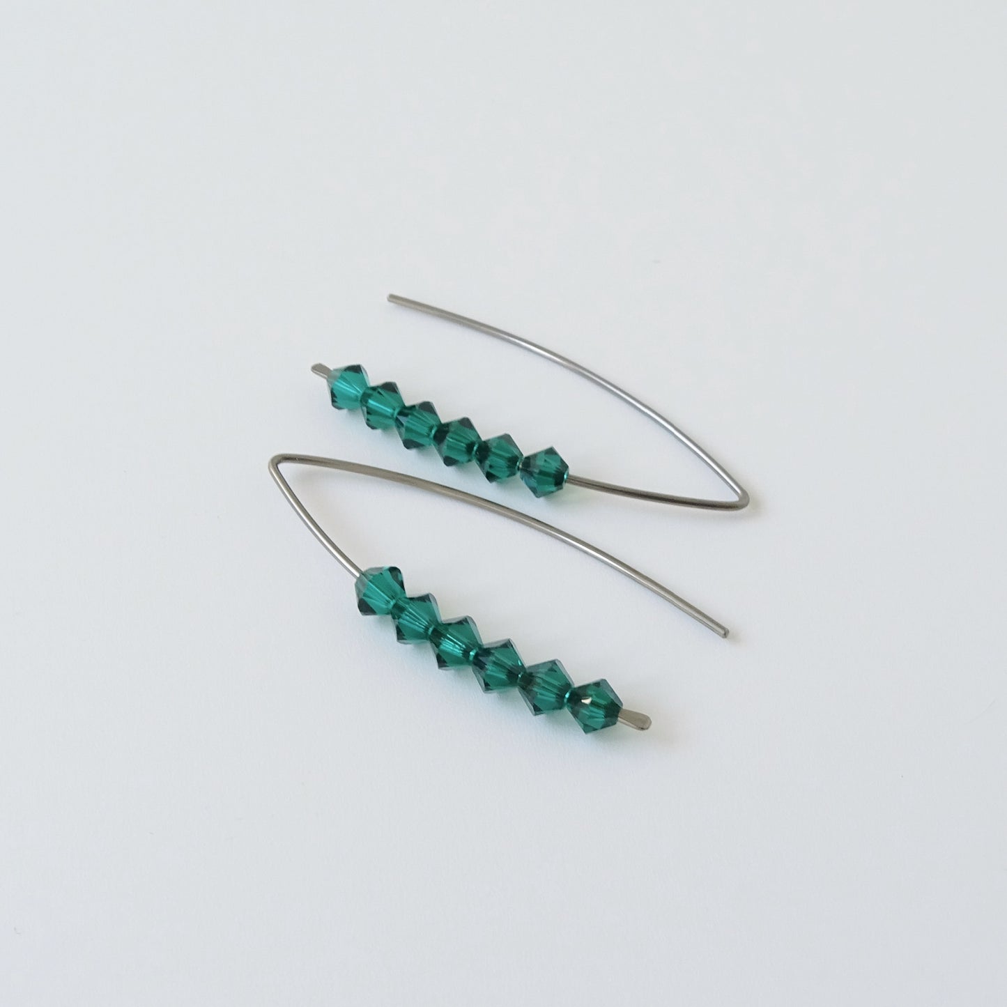 Niobium Earrings with Emerald Crystals