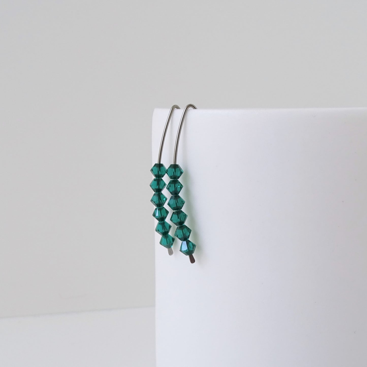 Niobium Earrings with Emerald Crystals