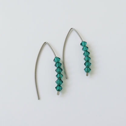 Niobium Earrings with Emerald Crystals