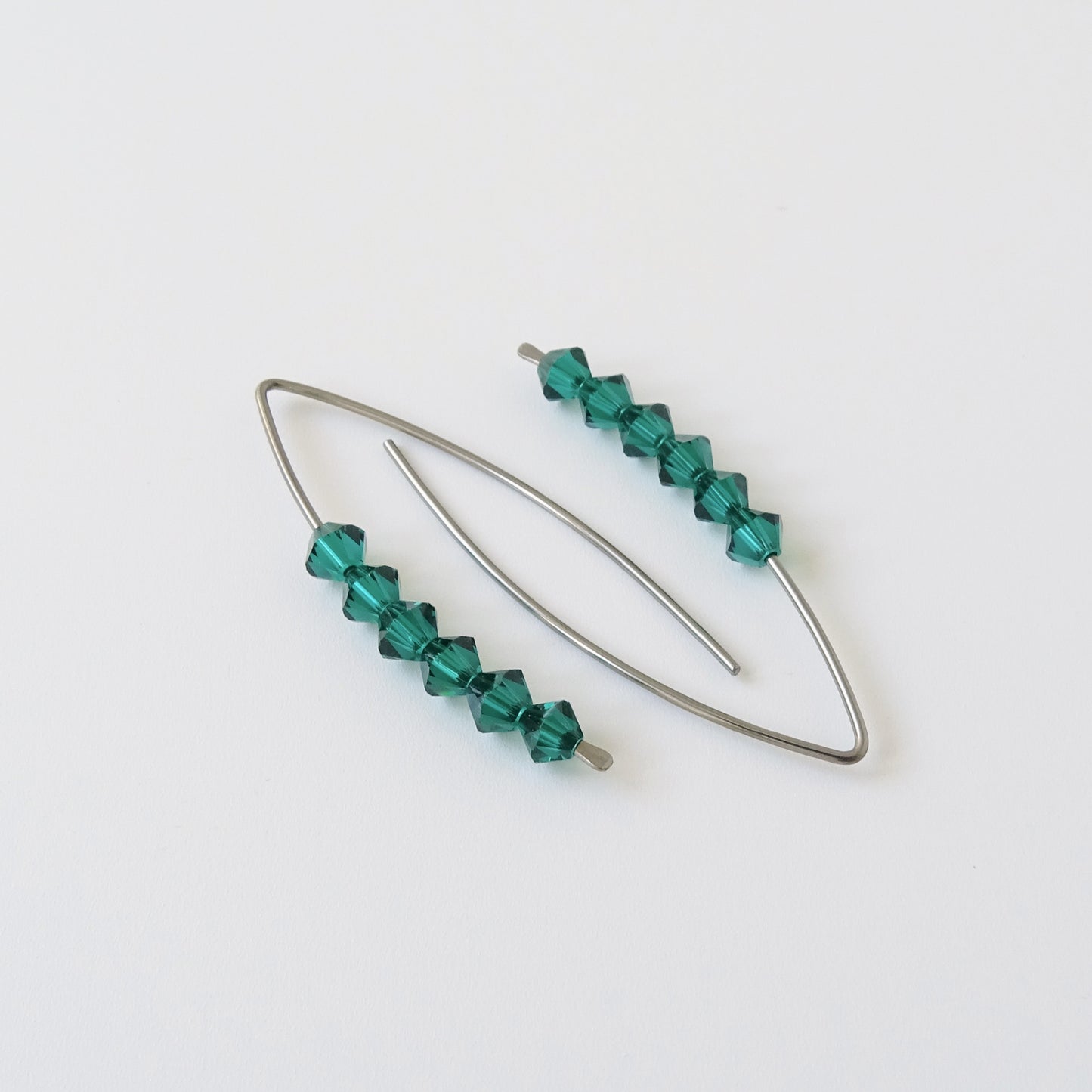 Niobium Earrings with Emerald Crystals