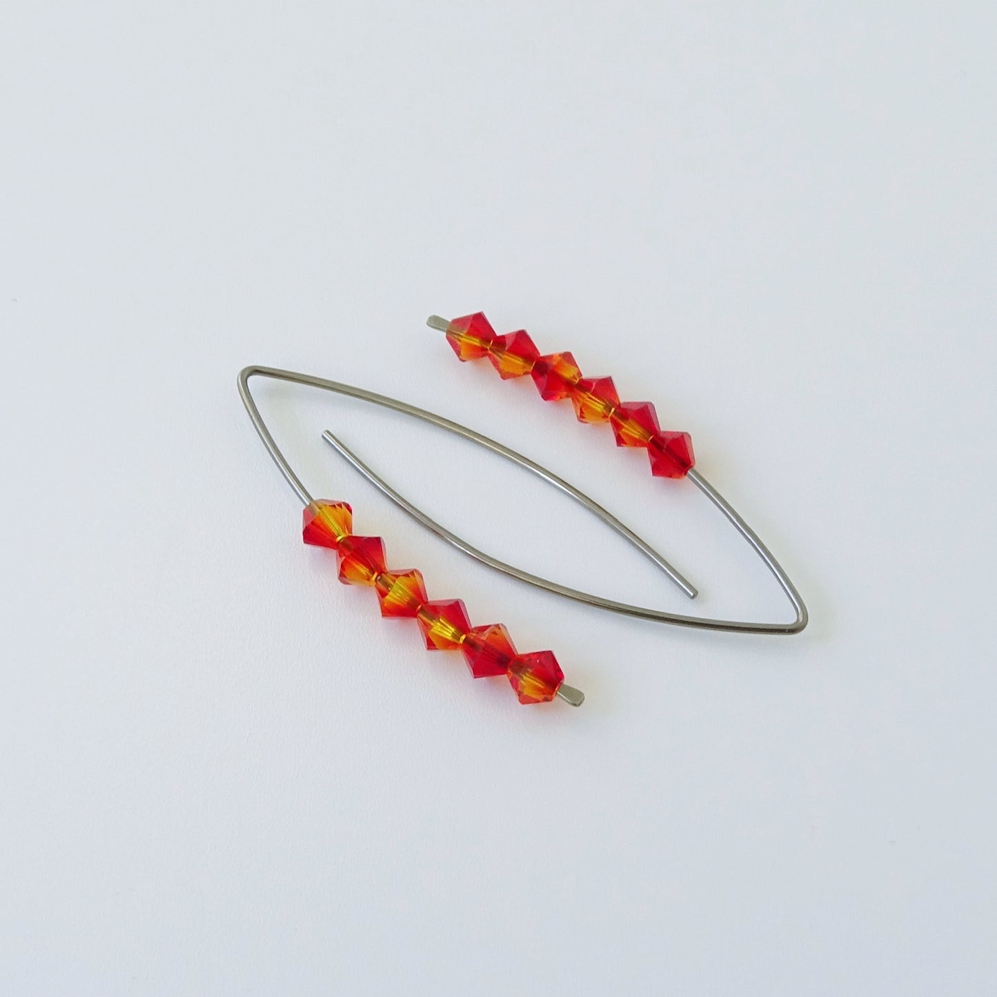 Niobium Earrings with Fire Opal Crystals