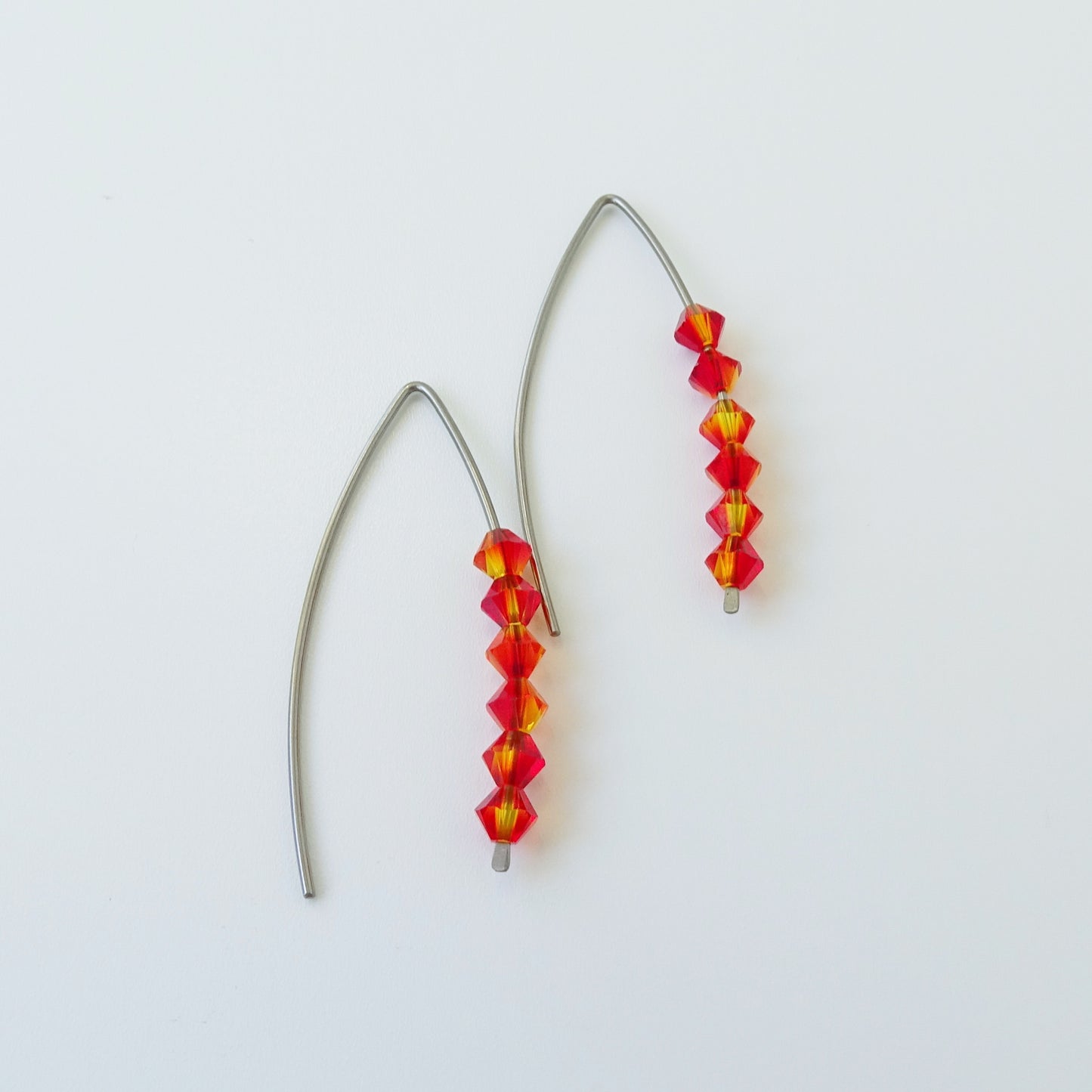 Niobium Earrings with Fire Opal Crystals