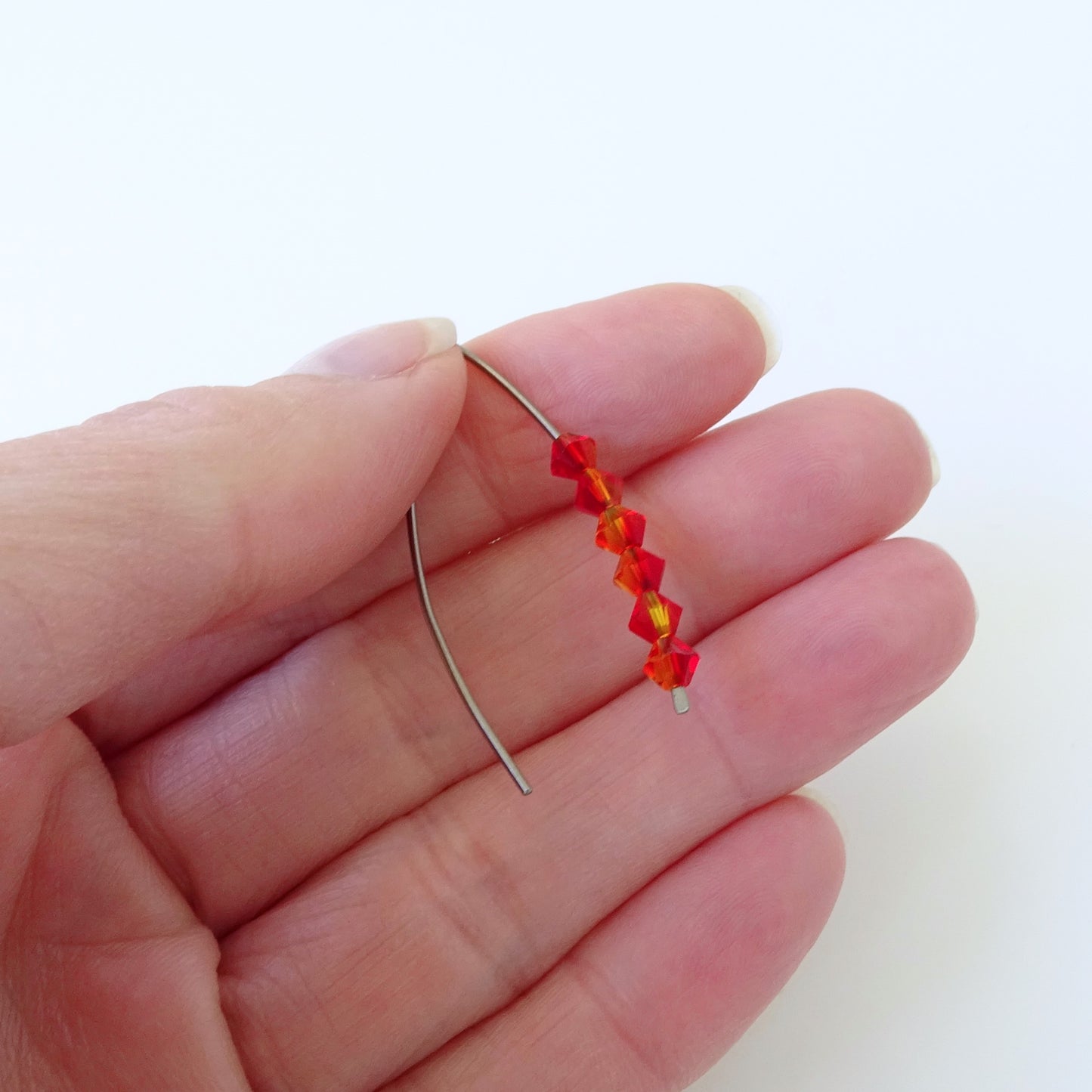 Niobium Earrings with Fire Opal Crystals