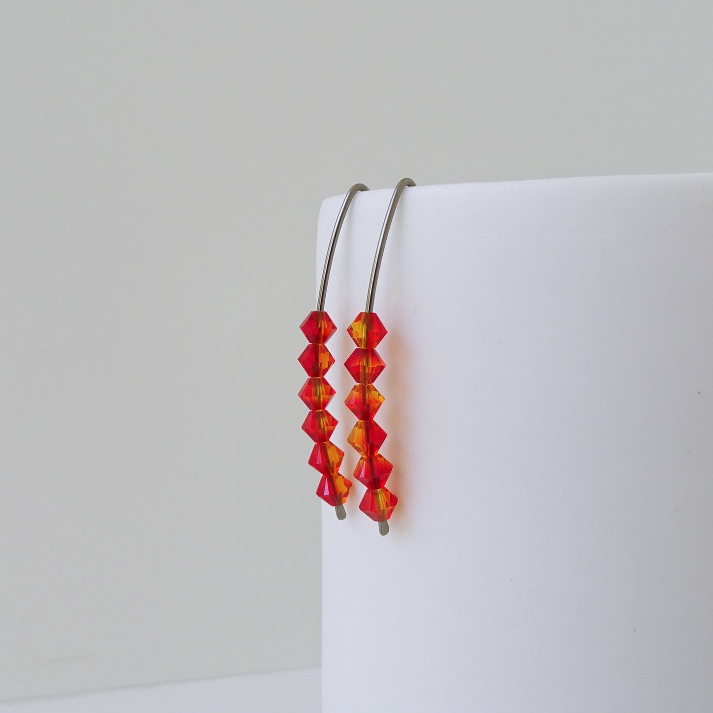 Niobium Earrings with Fire Opal Crystals