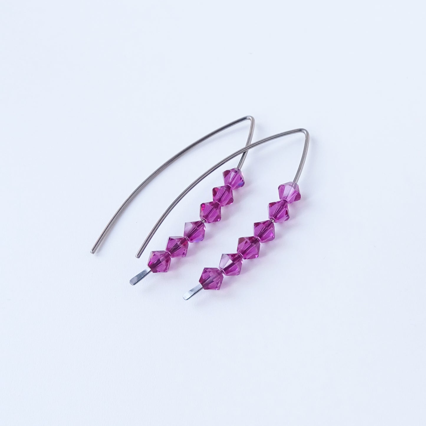 Niobium Earrings with Fuchsia Crystals