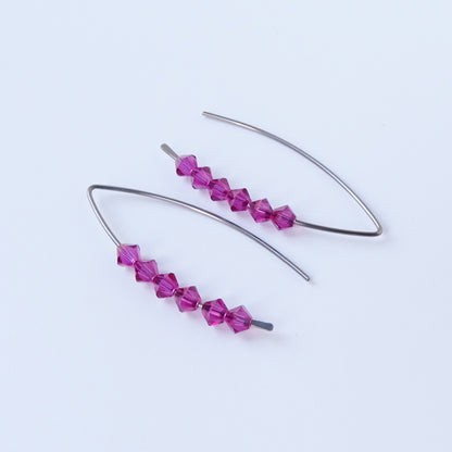 Niobium Earrings with Fuchsia Crystals