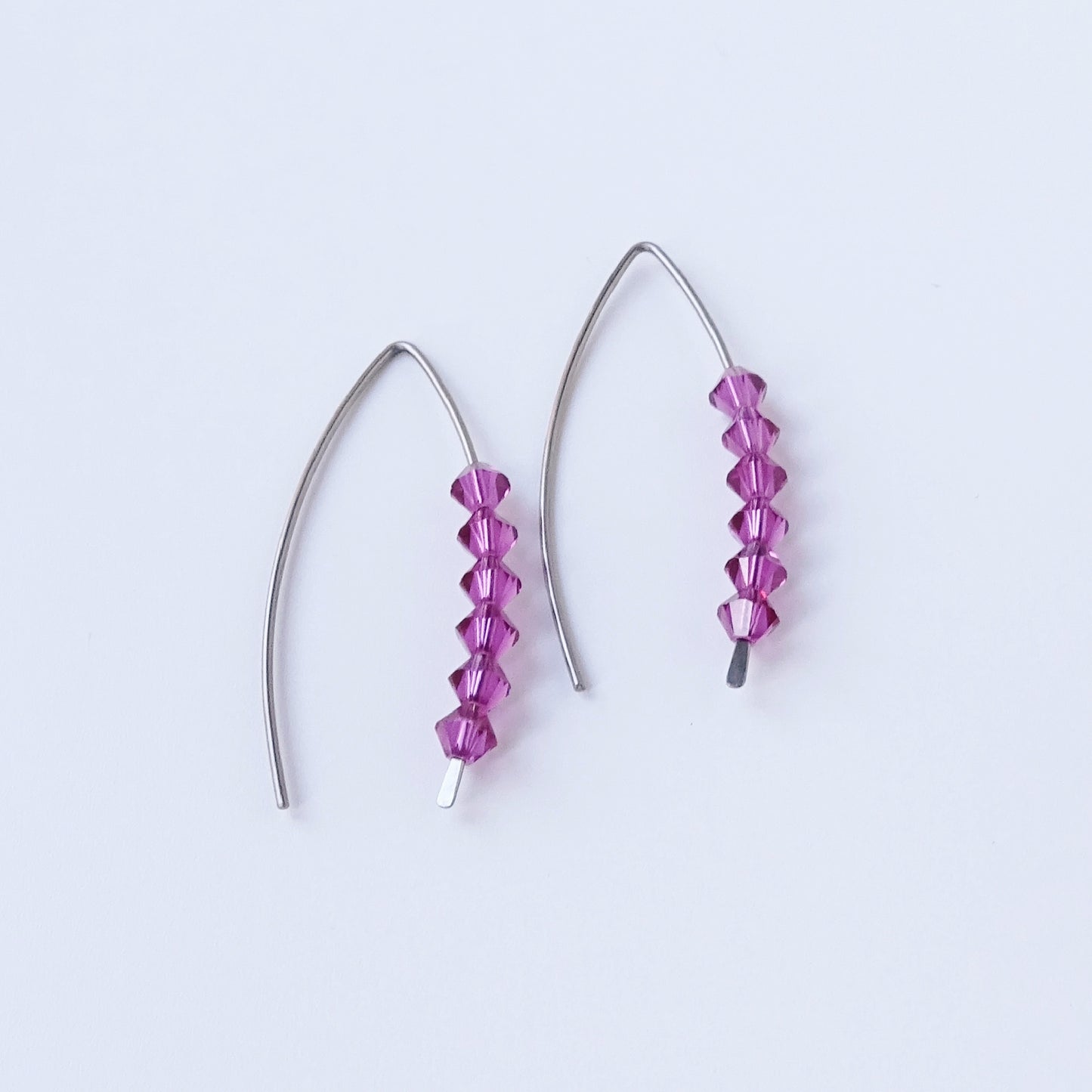 Niobium Earrings with Fuchsia Crystals