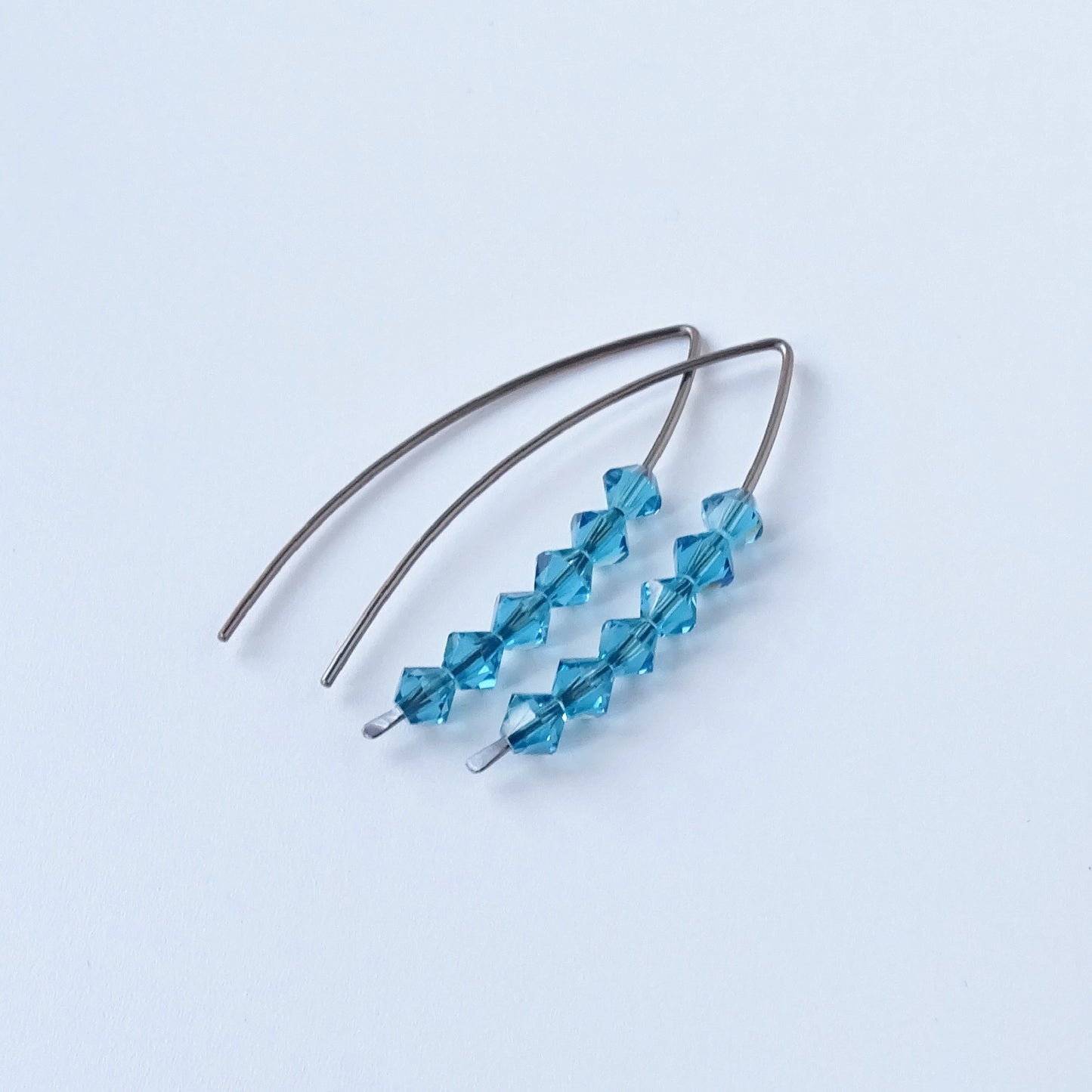 Niobium Earrings with Indicolite Blue Crystals