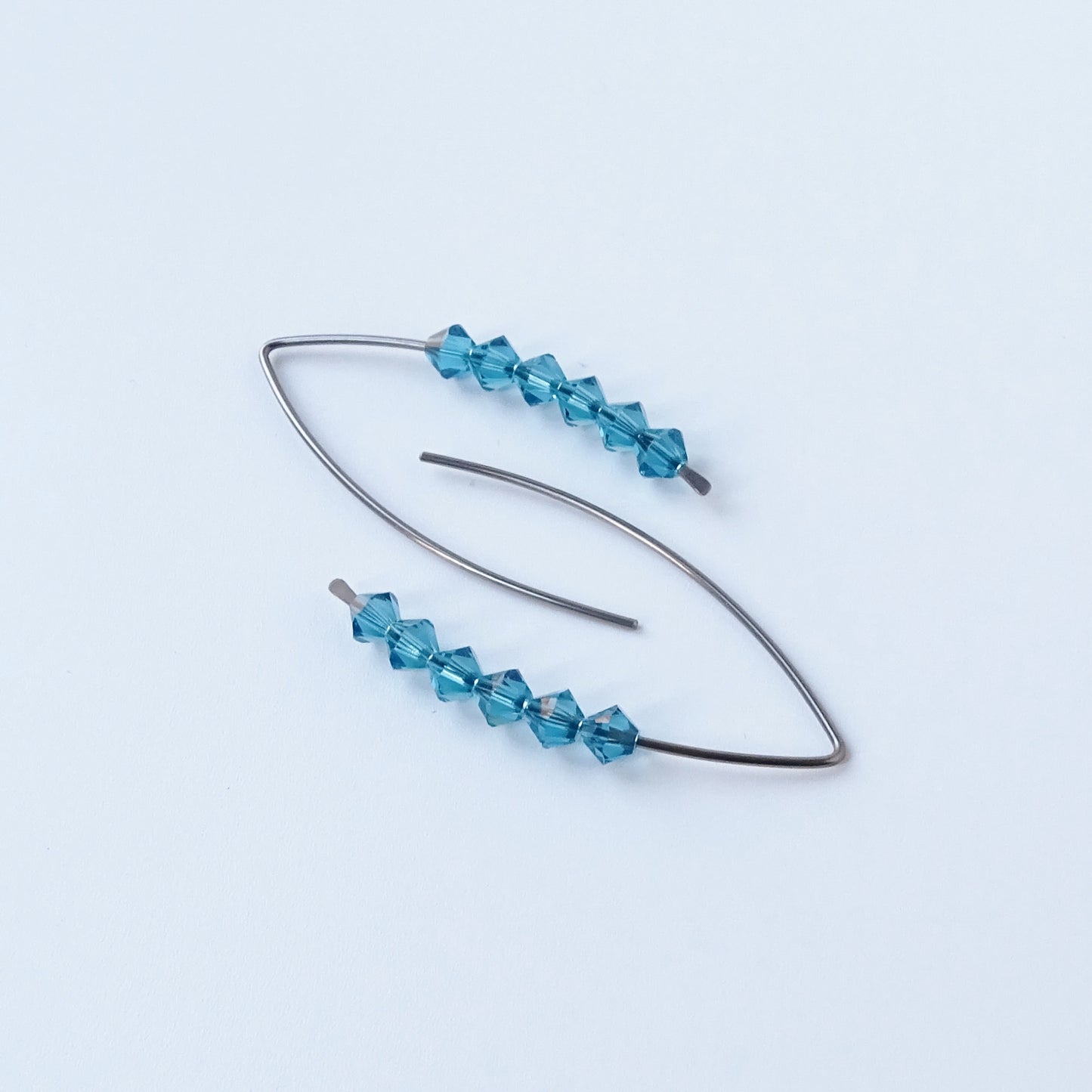 Niobium Earrings with Indicolite Blue Crystals