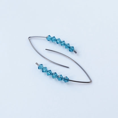 Niobium Earrings with Indicolite Blue Crystals