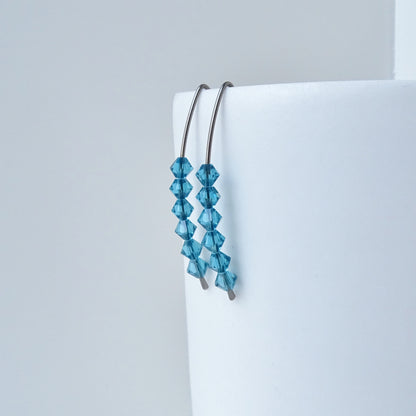 Niobium Earrings with Indicolite Blue Crystals