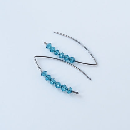 Niobium Earrings with Indicolite Blue Crystals