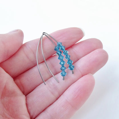 Niobium Earrings with Indicolite Blue Crystals