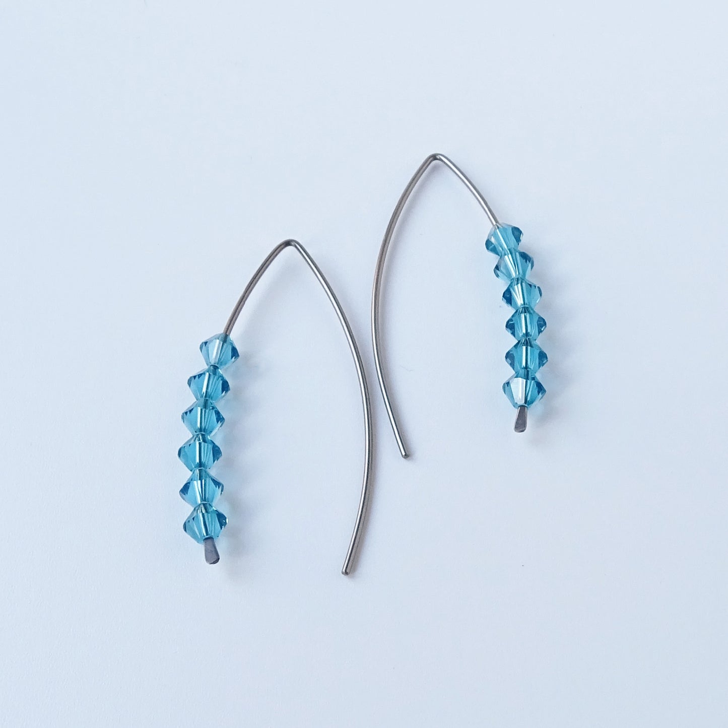 Niobium Earrings with Indicolite Blue Crystals